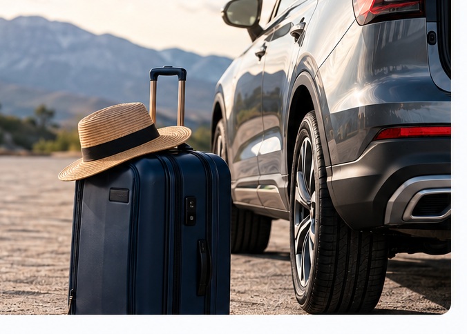 Vehículo de renta preparado para un viaje